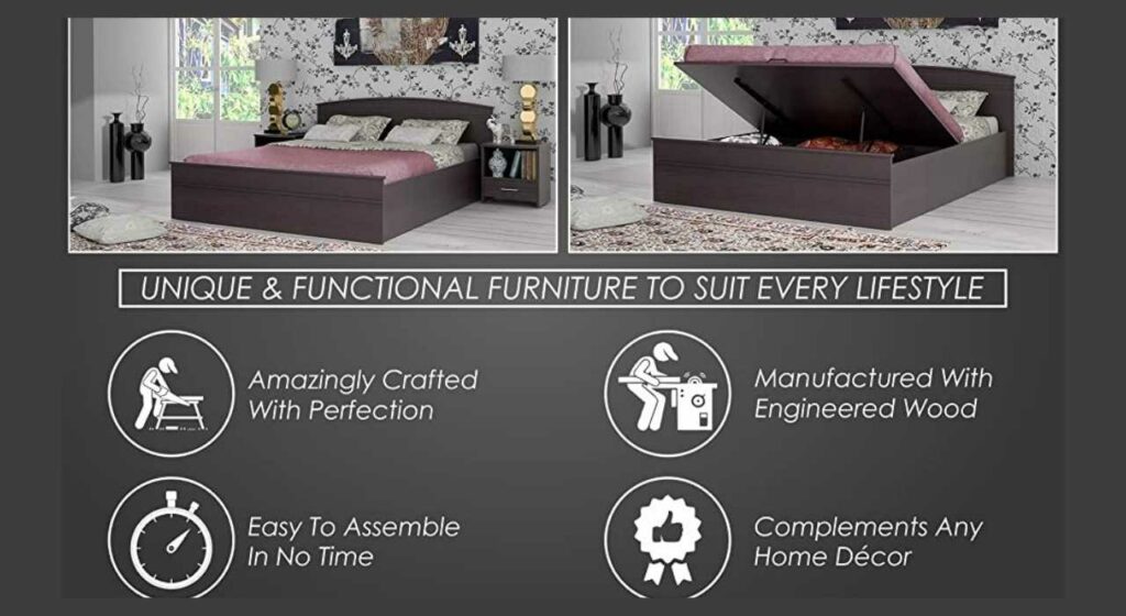 Zuari Optima Engineered Wood Bed With Ample Storage Lakshmis Home Style