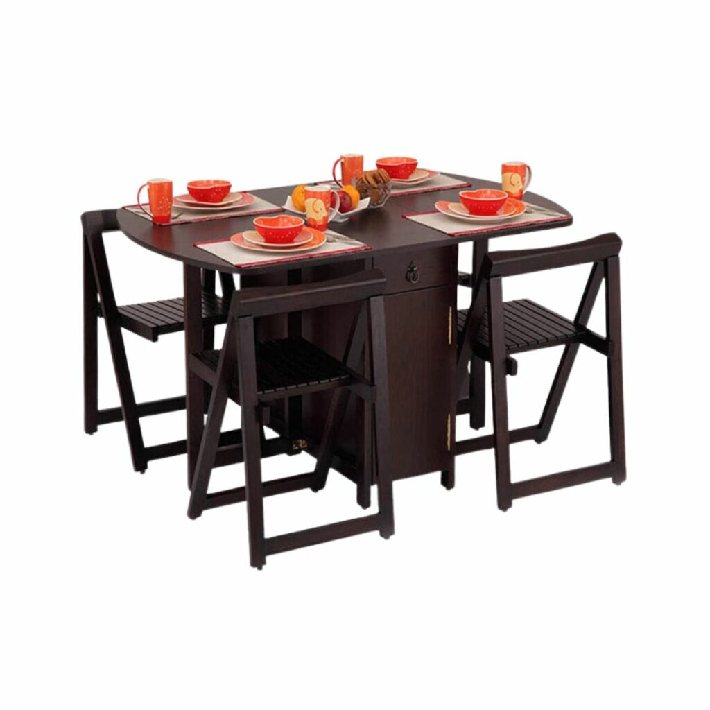 Folding Dining Table Set with Chairs Lakshmis Home Style