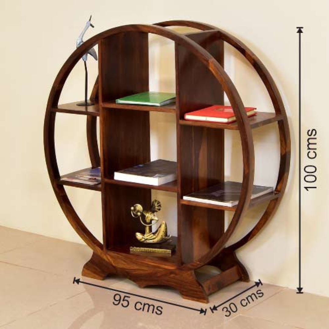 Sheesham Wood Round Book Shelf_measurement