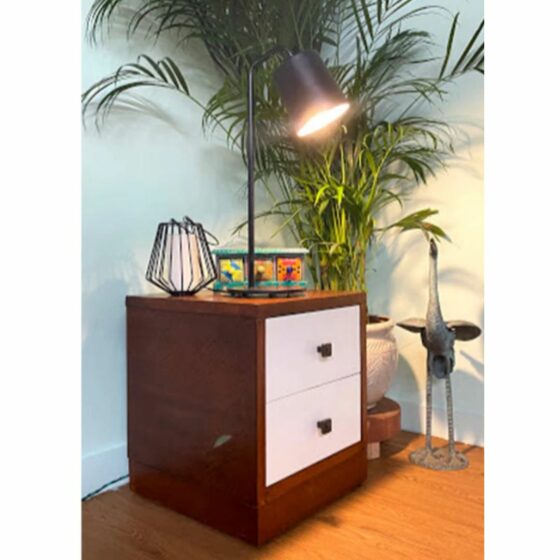 Two_Drawer_Bedside_Table_ET31_Side_View_With_lamp