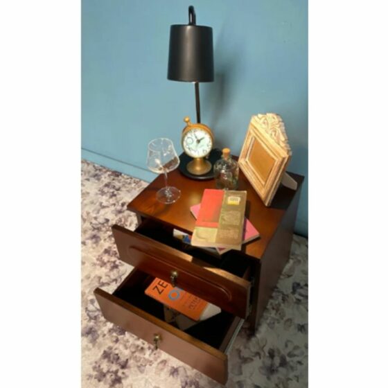 Wooden_Bed_Side_Table_ET_34_Open_Drawer_and_Lamp