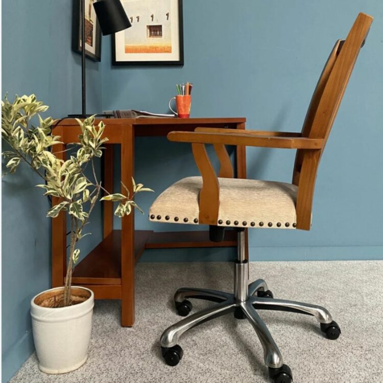 Solid_Beechwood_High_Back_Office_Chair_OFC_12_with_Flower_Vase
