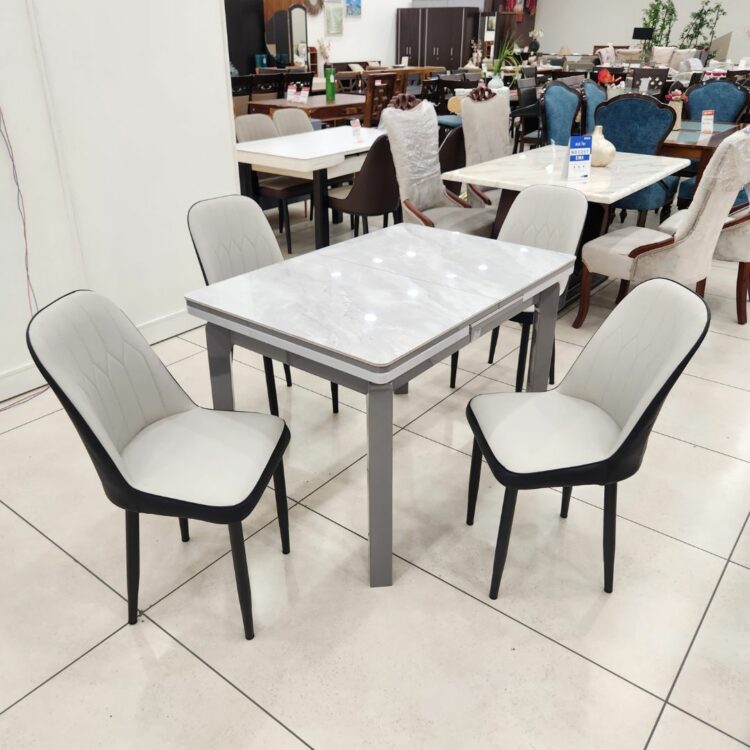 A23_Marble_Top_Extendable_Dining_Set_1+4