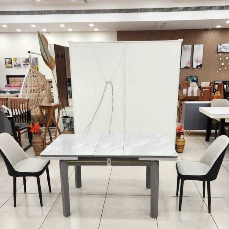 A23_Marble_Top_Extendable_Dining_Set_1+4_full_view