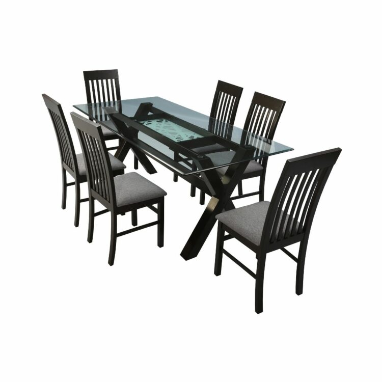 ARTIC_RACK_Glass_Top_Dining_Table_With_DANY_XL_Dining_Chairs_Black