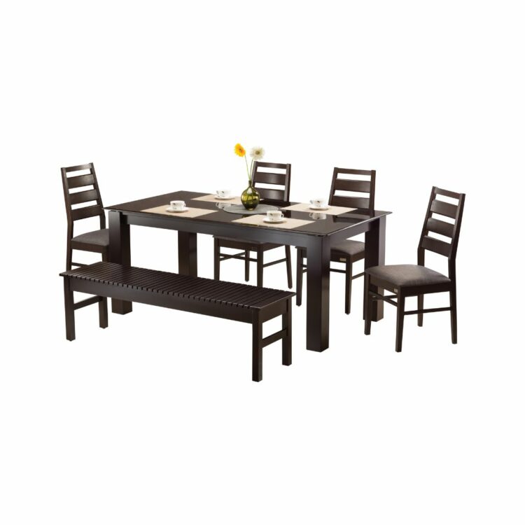 PABLO_Wooden_Dining_Table_and_DECCAN_Dining_Chairs_With_Plain_Bench