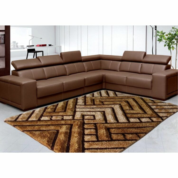 CAPRI_Brown_Color_Designer_Shaggy_Carpet_with_sofa