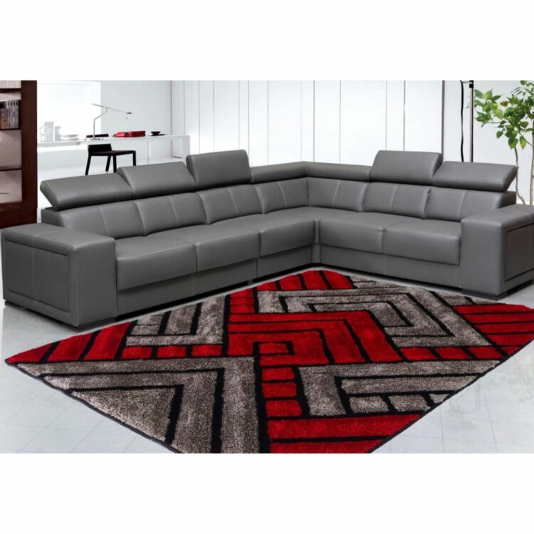 CAPRI_Red_Color_Designer_Shaggy_Carpet-with_sofa