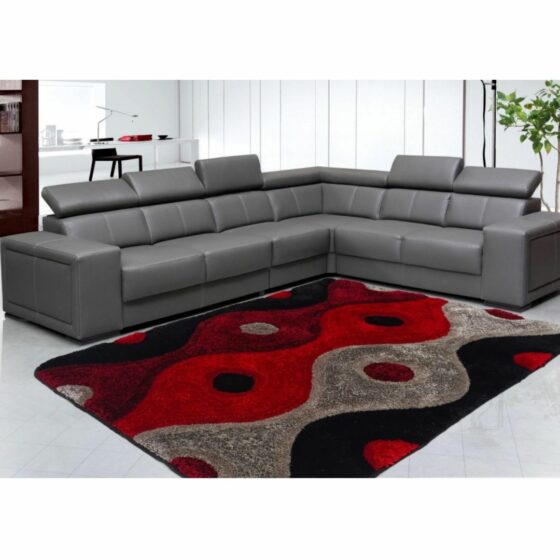 CENTERPIECE_Red_Color_Designer_Shaggy_Carpet_with_sofa