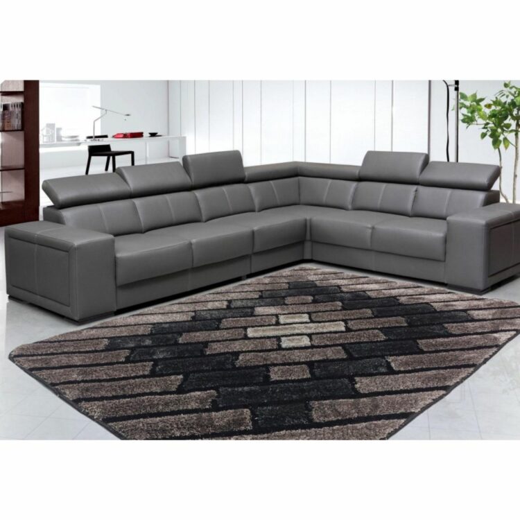 HECTOR_Grey_Color_Designer_Shaggy_Carpet_with_sofa