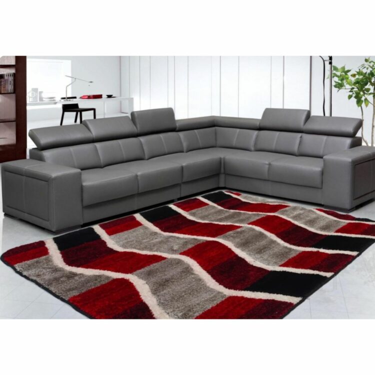 KOBE Red Color Designer Shaggy Carpet-with-sofa