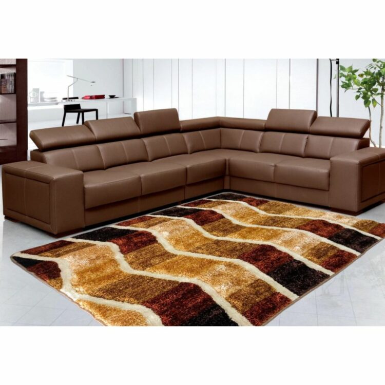 KOBE_Brown_Color_Designer_Shaggy_Carpet_with_sofa